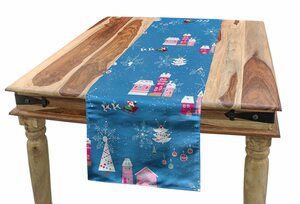 Abakuhaus Tischläufer »Esszimmer Küche Rechteckiger Dekorativer Tischläufer«, Weihnachten Cartoonish Noel Landschaft
