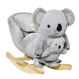 HOMCOM Schaukelpferd Plüsch Schaukeltier Babyschaukel mit Koala-Rufen Spielzeug für 18-36 Monaten Ko