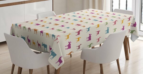 Bild 1 von Abakuhaus Tischdecke »Personalisiert Farbfest Waschbar Für den Außen Bereich geeignet Klare Farben«, Hirsch Tier-Silhouetten-Muster