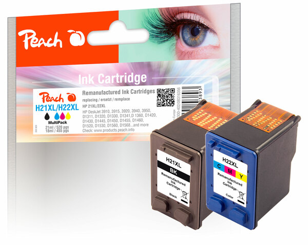 Bild 1 von Peach Spar Pack Druckköpfe kompatibel zu HP No. 21XL, C9351AE, No. 22XL, C9352AE