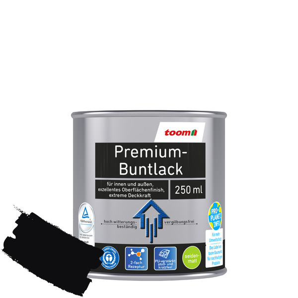 Bild 1 von toomEigenmarken - 
            toom Premium-Buntlack seidenmatt tiefschwarz 250 ml