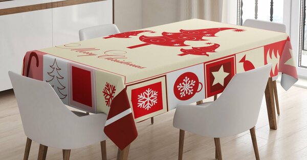 Bild 1 von Abakuhaus Tischdecke »Personalisiert Farbfest Waschbar Für den Außen Bereich geeignet Klare Farben«, Weihnachten Bäume Süßigkeit Sterne