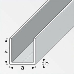 Quadrat-U 19,5x19,5mm 1m Aluminium blank