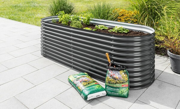 Bild 1 von Powertec Garden Stahl Oval Hochbeet XL - Anthrazit