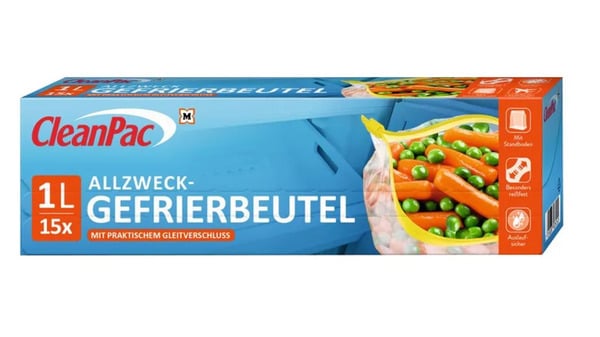 Bild 1 von CleanPac Allzweck-Gefrierbeutel mit Gleitverschluss 1 Liter