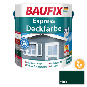 BAUFIX 2in1 Express Deckfarbe grün 2,5 L 2er Set