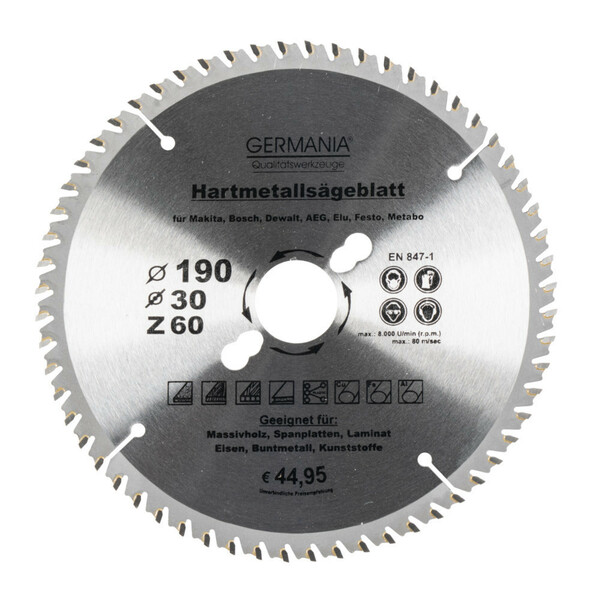 Bild 1 von Germania HM Multifunktionssägeblatt Ø 190 mm mit 60 Zähnen