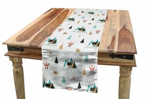Abakuhaus Tischläufer »Esszimmer Küche Rechteckiger Dekorativer Tischläufer«, Weihnachten Noel Pine Trees Häuser
