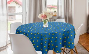 Abakuhaus Tischdecke »Kreis Tischdecke Abdeckung für Esszimmer Küche Dekoration«, Sterne Kühler Ton-Himmel-Nacht Cartoon