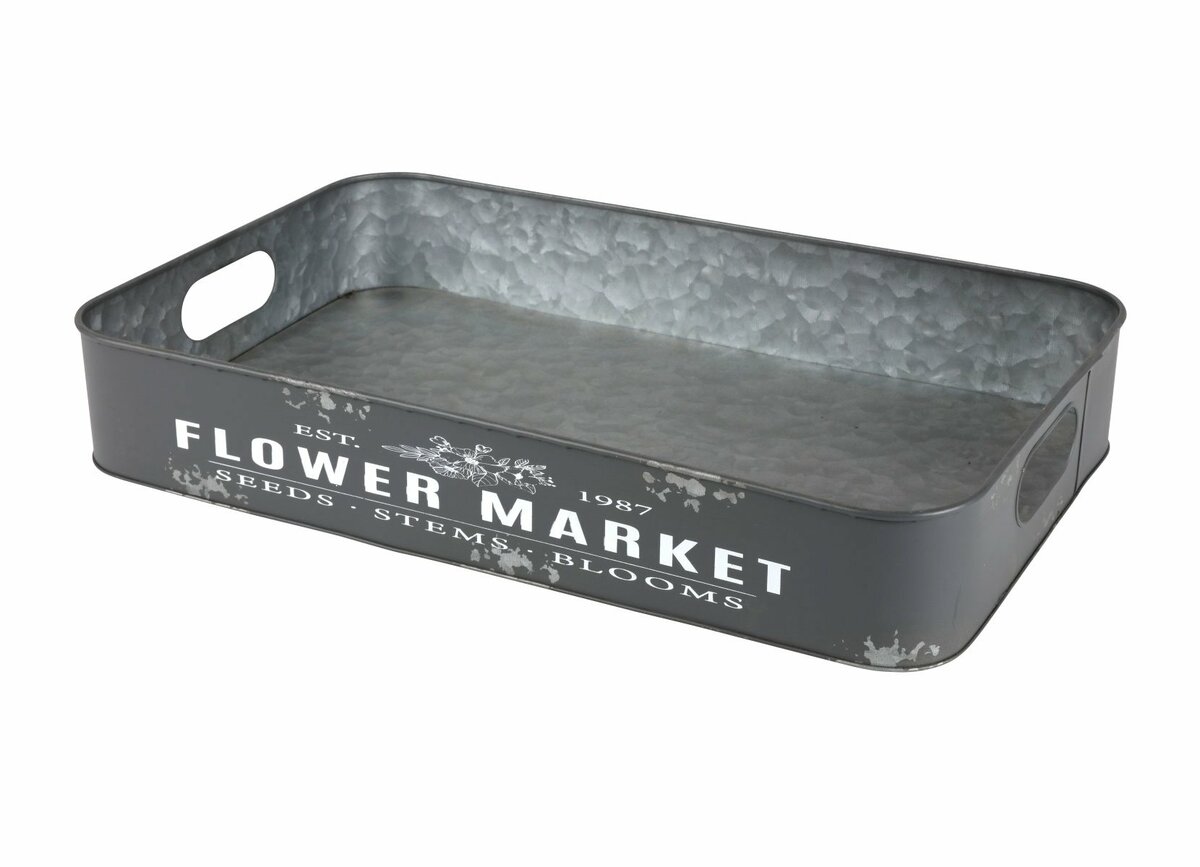 Bild 1 von Metalltablett Flower Market Gr. L 49,5x29x8cm Anthrazit