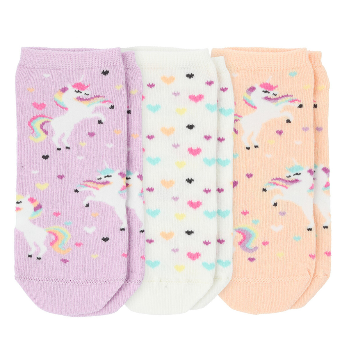 Bild 1 von 3 Paar Mädchen Sneaker-Socken im Set HELLLILA / WEISS / APRICOT