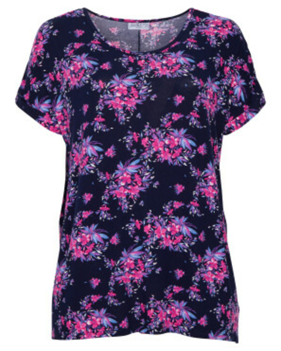 Bild 1 von T-Shirt Oversize, Janina curved, Stretchanteil, blau bedruckt