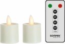 Bild 1 von SOMPEX LED-Kerze »2er Set Sompex Flame LED Teelicht« (Set, 3-tlg., 2 Teelichter, Höhe 3,1cm, Durchmesser 3,6cm, 1 Fernbedienung), fernbedienbar, integrierter Timer, Kunststoff, täuschend echtes K