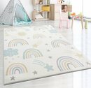 Bild 1 von Teppich »Beat Kids Moderner Weicher Kinderteppich, Weicher Flor, Pflegeleicht, Farbecht, Regenbogen Muster, Creme-Mix, 60 x 100 cm«, the carpet, Rechteck