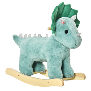 HOMCOM Schaukelpferd Plüsch Schaukeltier Babyschaukel mit Triceratops-Design Spielzeug für 36-72 Mon
