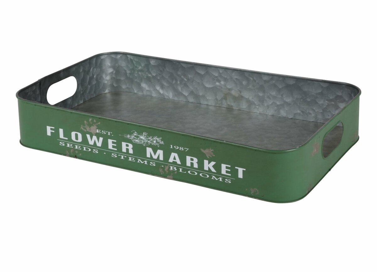 Bild 1 von Metalltablett Flower Market Gr. L 49,5x29x8cm Grün