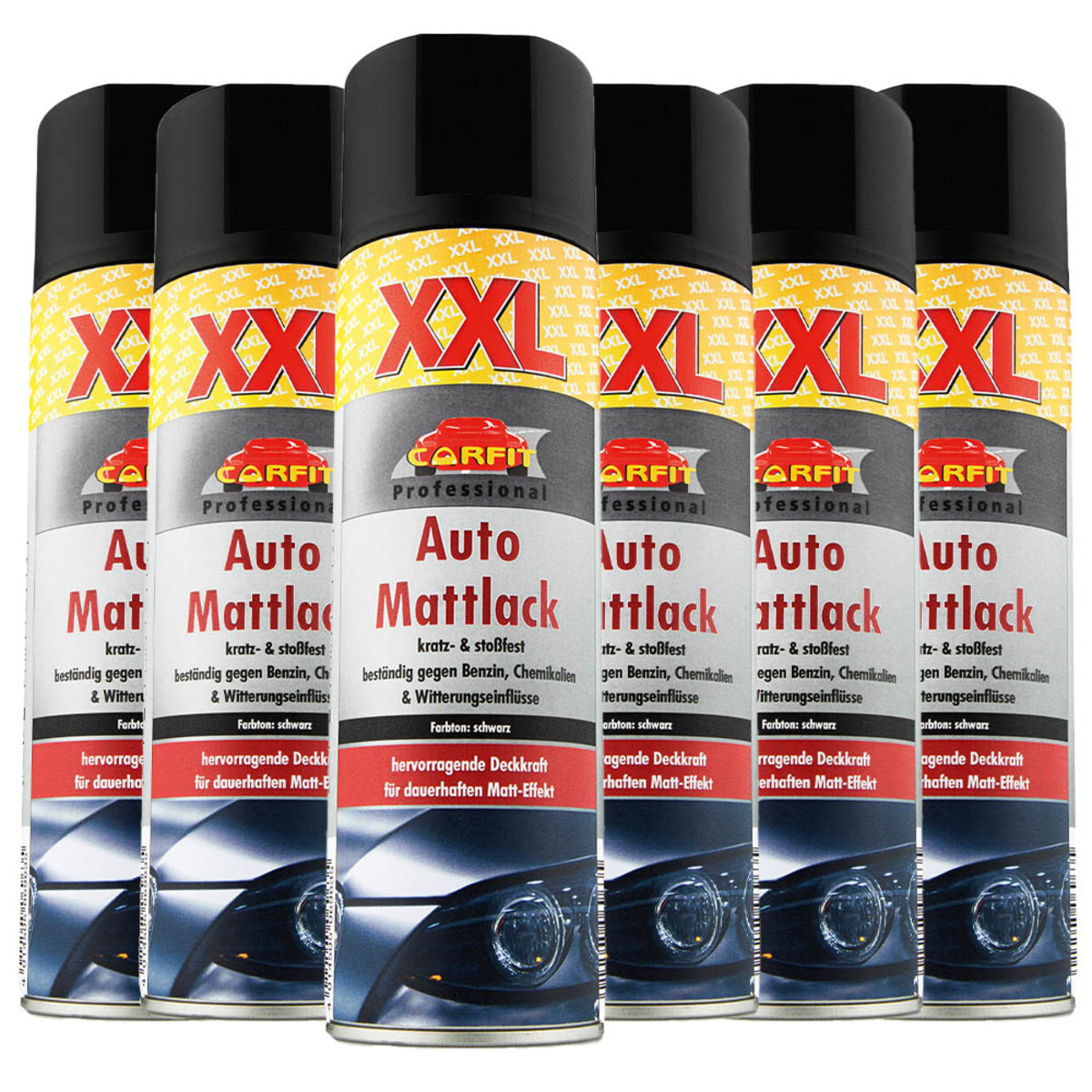 Bild 1 von Carfit XXL Auto Mattlack, Schwarz - 6-er Set