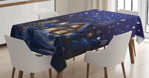 Abakuhaus Tischdecke »Personalisiert Farbfest Waschbar Für den Außen Bereich geeignet Klare Farben«, Weihnachten Winter-Nacht Haus