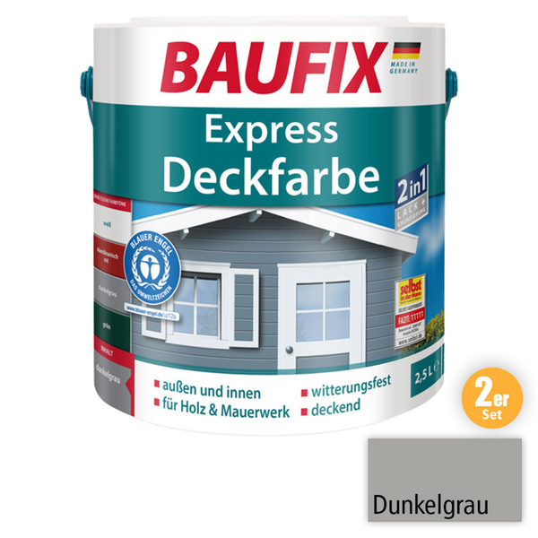 Bild 1 von BAUFIX 2in1 Express Deckfarbe dunkelgrau 2-er Set