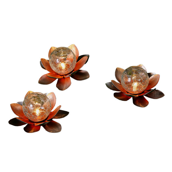 Bild 4 von I-Glow LED-Solar Lotusblume - 3er Set - Orange-Gold