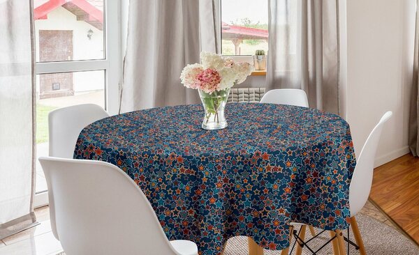 Bild 1 von Abakuhaus Tischdecke »Kreis Tischdecke Abdeckung für Esszimmer Küche Dekoration«, Sterne Abstrakte Sterne auf Blau