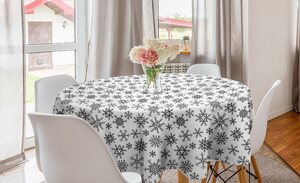 Abakuhaus Tischdecke »Kreis Tischdecke Abdeckung für Esszimmer Küche Dekoration«, Schneeflocke Linie Winter-Motive