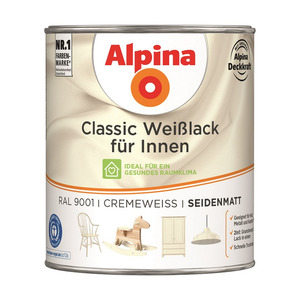 Alpina Classic Weißlack für Innen, cremeweiß, seidenmatt, 750 ml