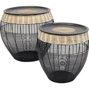 Kare-Design Beistelltischset rund naturfarben schwarz  African Drums
