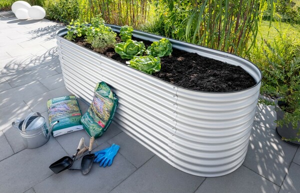 Bild 3 von Powertec Garden Stahl Oval Hochbeet XL - Silber