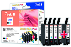 Peach Spar Pack Plus Tintenpatronen kompatibel zu Epson T0556 (2xT0551, T0552, T0553, T0554)