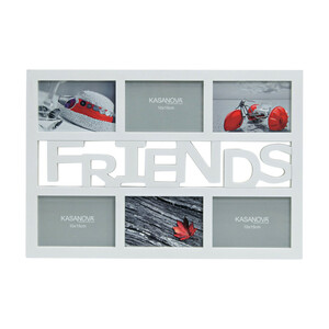 Fotocollage 6-teilig 48 x 33 cm mit Kunststoffrahmen und „Friends“ Schriftzug