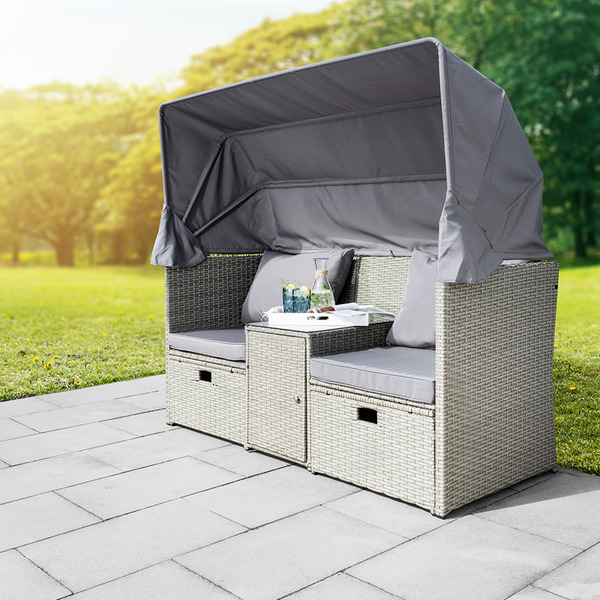 Bild 3 von Westerholt Strandkorblounge inkl. integriertem Tisch mit Glasplatte