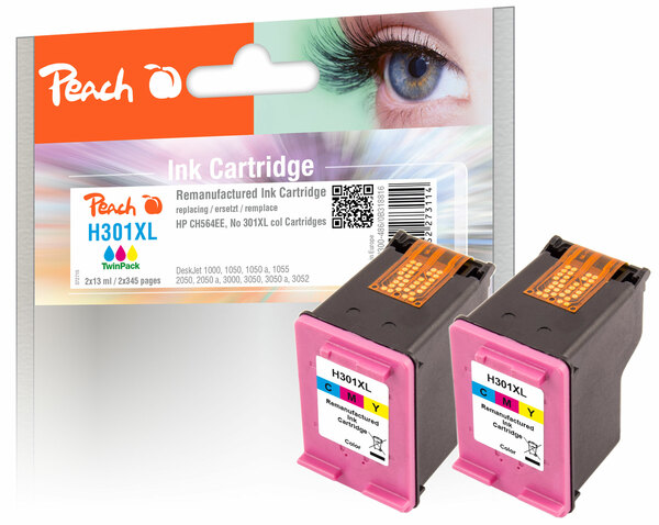 Bild 1 von Peach Doppelpack Druckköpfe color kompatibel zu HP No. 301XL, CH564EE