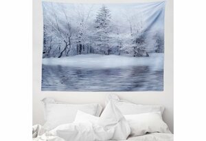 Wandteppich »aus Weiches Mikrofaser Stoff Für das Wohn und Schlafzimmer«, Abakuhaus, rechteckig, Weihnachten Winter Blizzard Wald