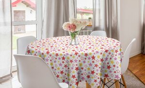 Abakuhaus Tischdecke »Kreis Tischdecke Abdeckung für Esszimmer Küche Dekoration«, Sterne Childish Hatched Farbe