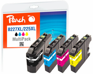 Peach Spar Pack Tintenpatronen mit Chip kompatibel zu Brother LC-227XL/ LC225XL series