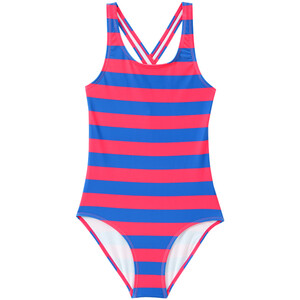Mädchen Badeanzug mit Streifen ROT / BLAU