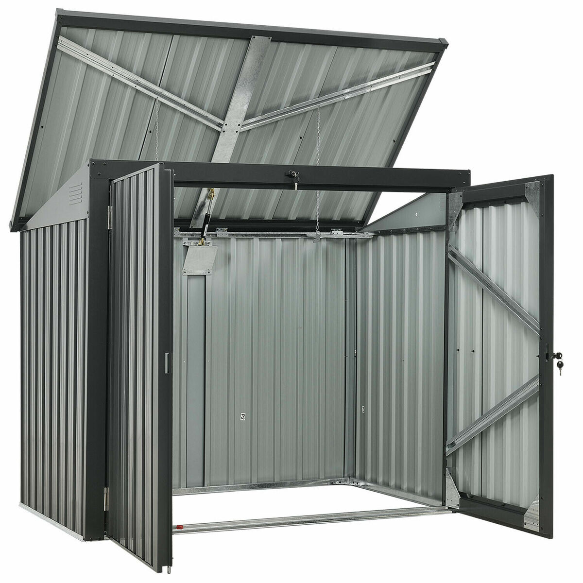 Bild 3 von HappyHome 2er Mülltonnenbox mit Schiebedach HEI01-SIL