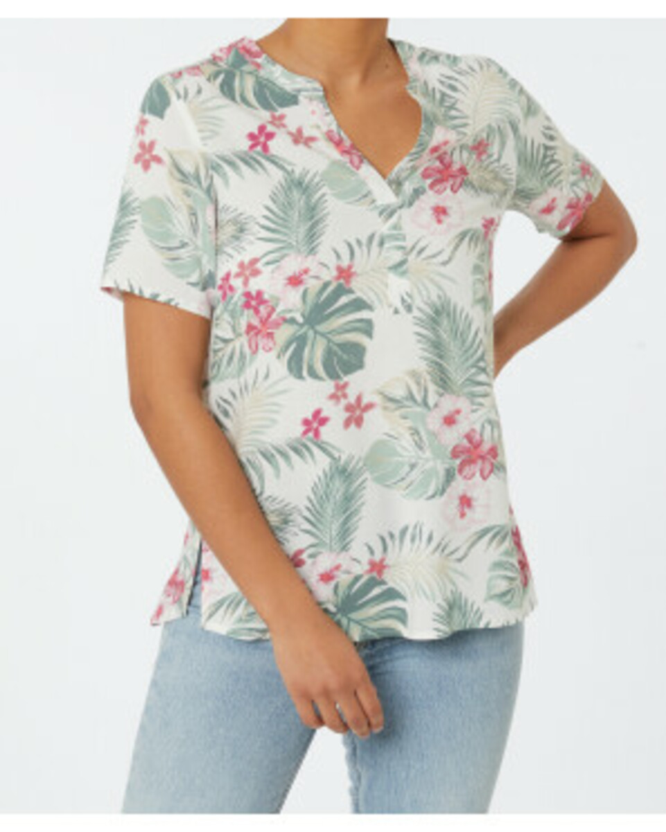 Bild 1 von Bluse aus Viskose, Janina, Y-Ausschnitt, weiß bedruckt