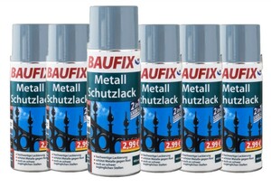 Baufix Metallschutzlack - Silbergrau 6-er Set