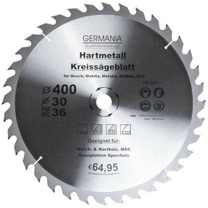 Germania Hartmetall Kreissägeblatt Ø 400 mm Holz