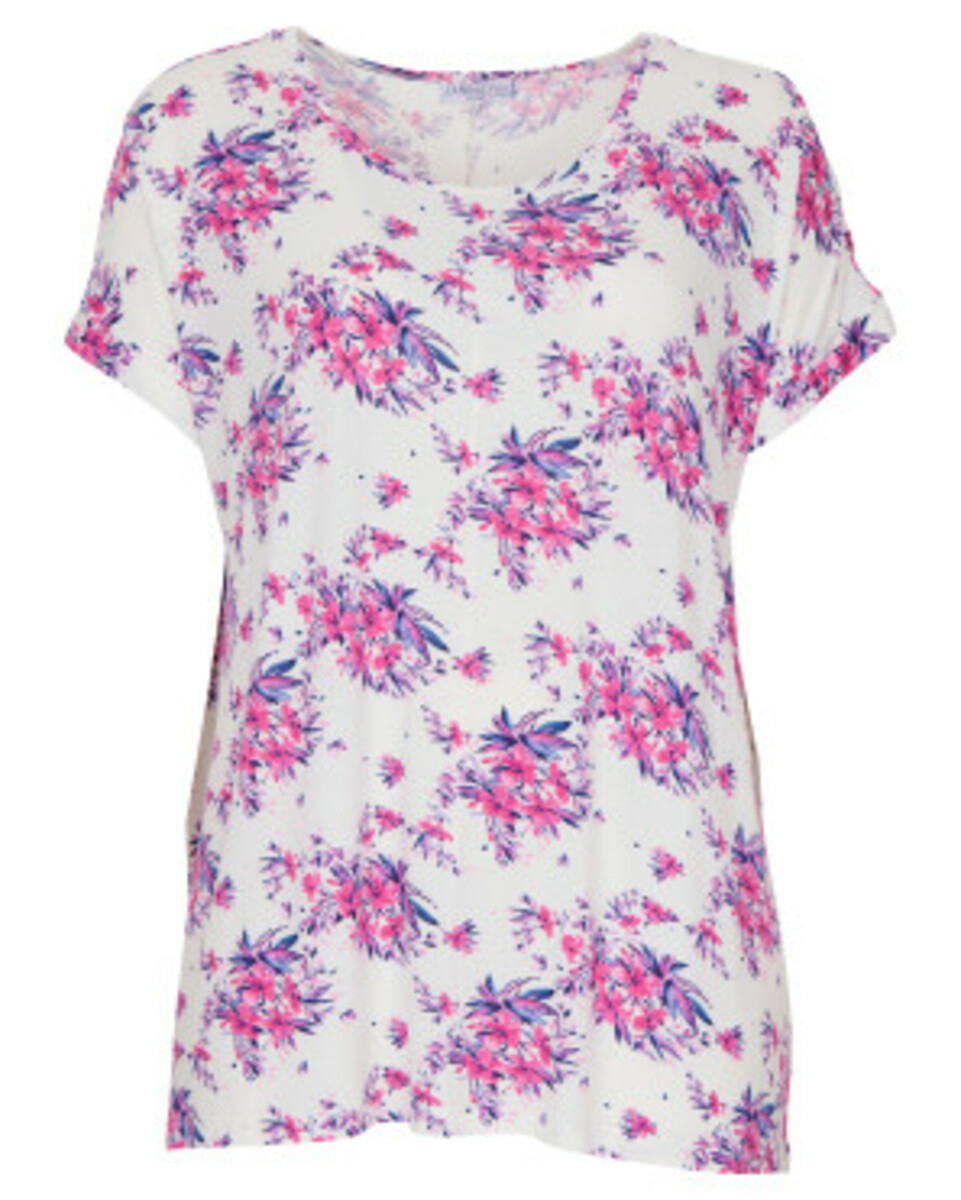 Bild 1 von T-Shirt Oversize, Janina curved, Stretchanteil, weiß bedruckt