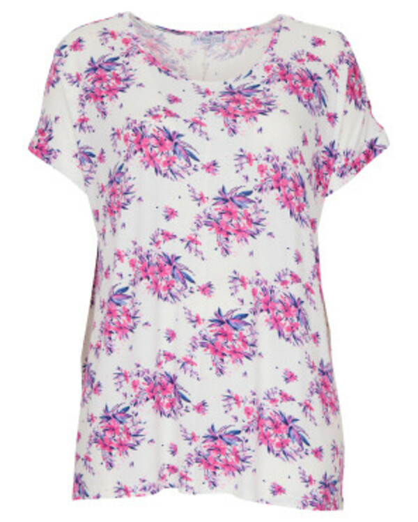 Bild 1 von T-Shirt Oversize, Janina curved, Stretchanteil, weiß bedruckt