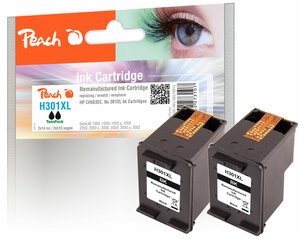 Peach Doppelpack Druckköpfe schwarz kompatibel zu HP No. 301XL, CH563EE