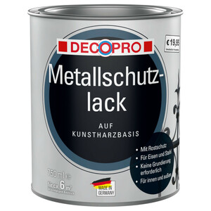DecoPro Metallschutzlack in schwarz matt für innen und außen