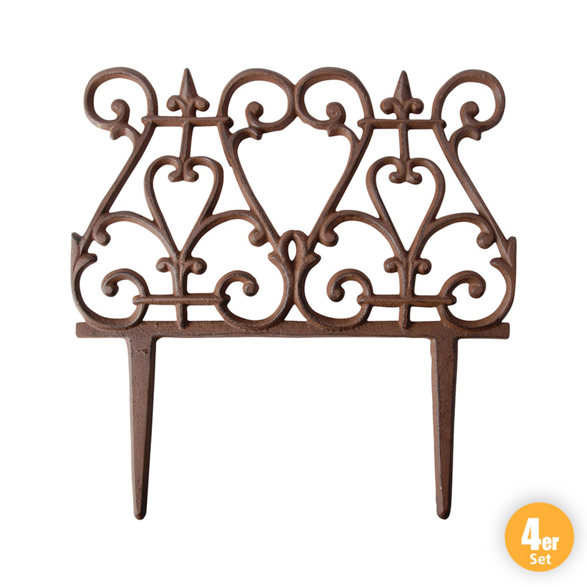 Bild 1 von Powertec Garden Antik-Blumen-Umrandung, je ca. 26,6 x 2,7 x 27,2 cm - 4er-Set