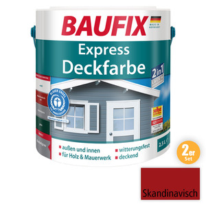 BAUFIX 2in1 Express Deckfarbe skandinavisch rot 2-er Set