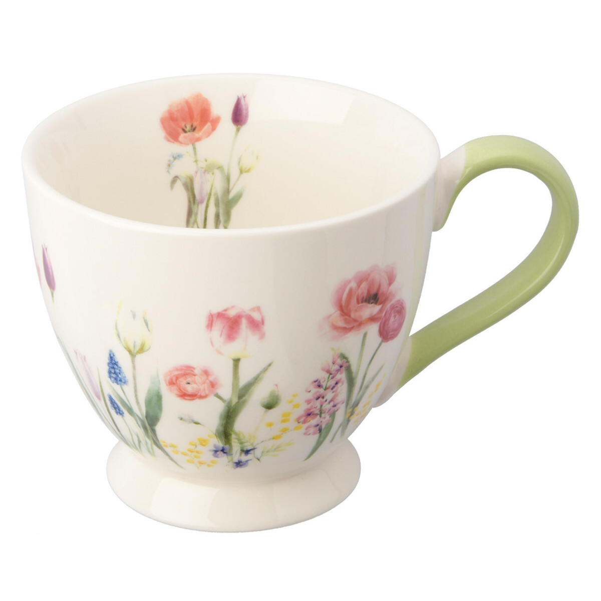 Bild 1 von Tasse mit Blumen-Motiv WEISS / HELLGRÜN