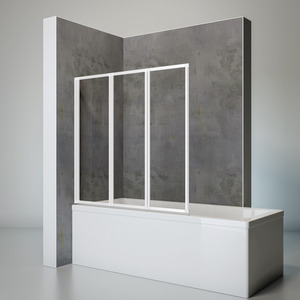 Schulte Badewannenfaltwand 'Komfort' vollgerahmt, weiß, 127 x 140 cm, 3-teilig