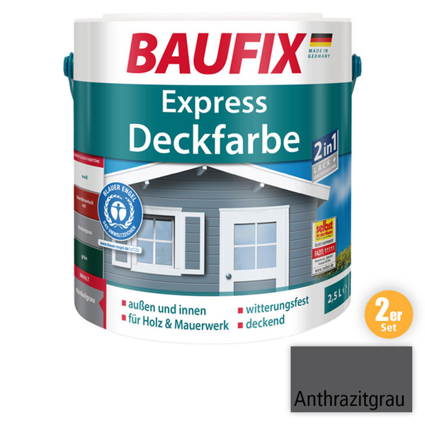 Bild 1 von BAUFIX 2in1 Express Deckfarbe anthrazitgrau 2- er Set